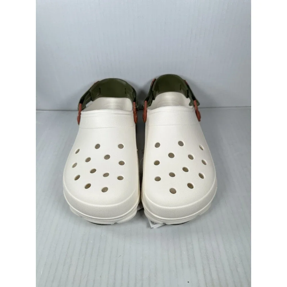 Size 11 Crocs All Terrain Adjustable Clogs White Green Chalk 206340-0WV Mens NEW